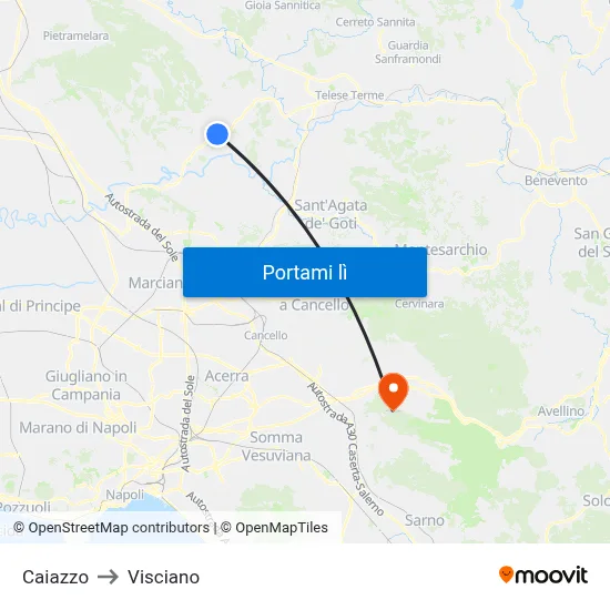 Caiazzo to Visciano map