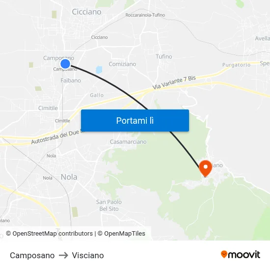 Camposano to Visciano map