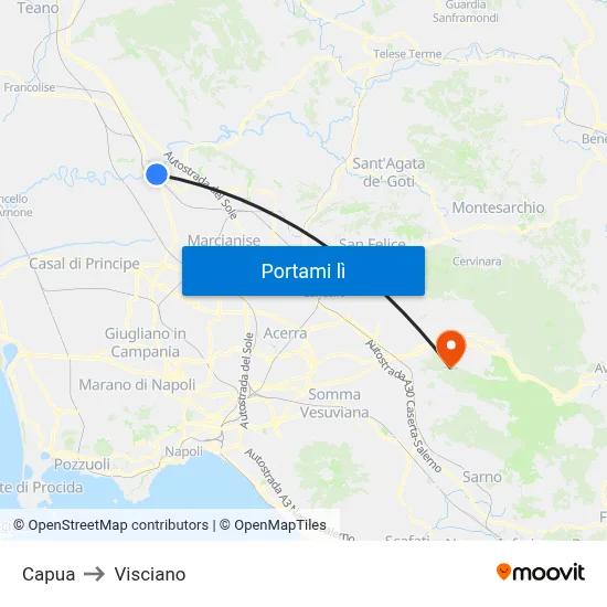 Capua to Visciano map