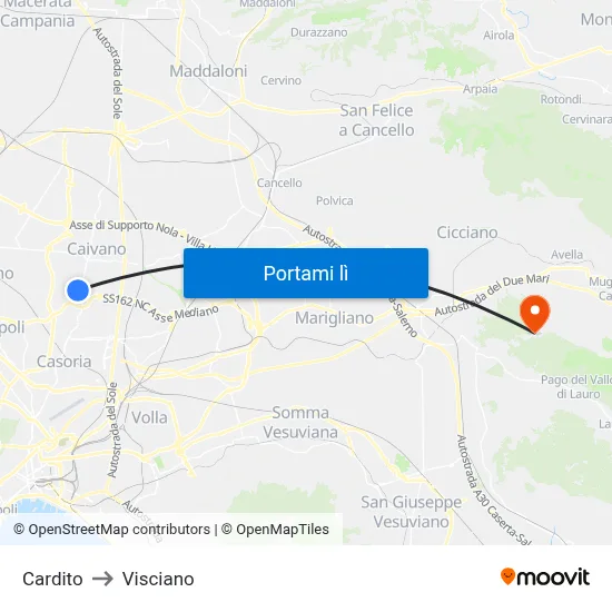 Cardito to Visciano map