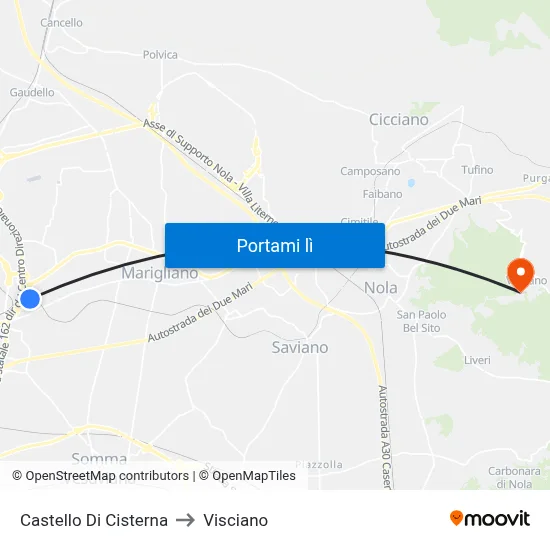 Castello Di Cisterna to Visciano map