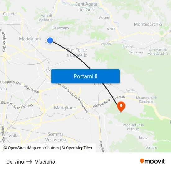 Cervino to Visciano map