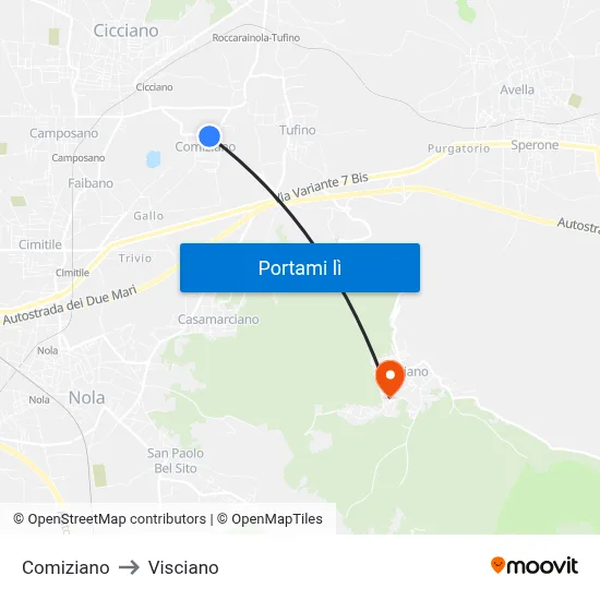 Comiziano to Visciano map