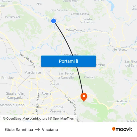Gioia Sannitica to Visciano map