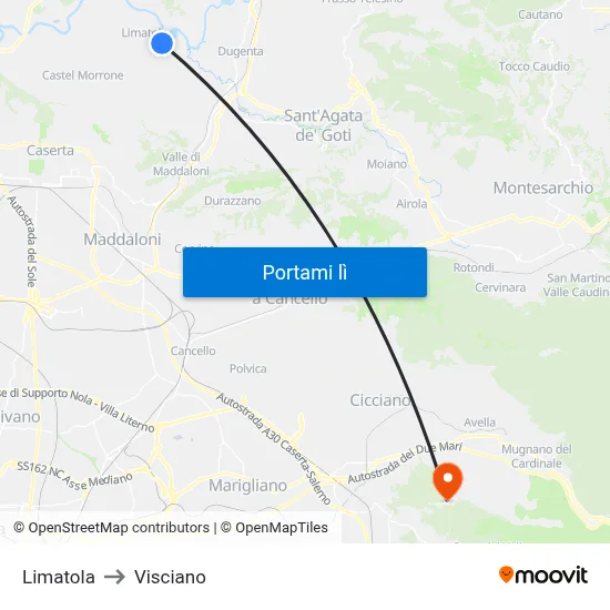 Limatola to Visciano map