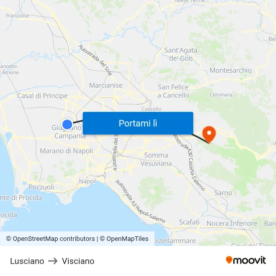 Lusciano to Visciano map