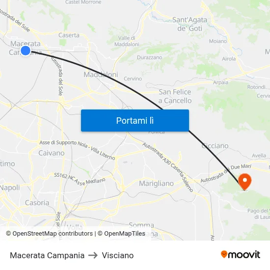 Macerata Campania to Visciano map