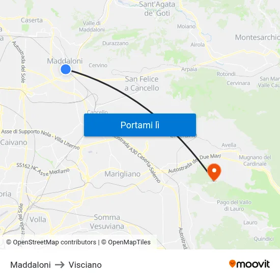 Maddaloni to Visciano map