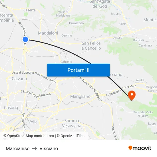 Marcianise to Visciano map