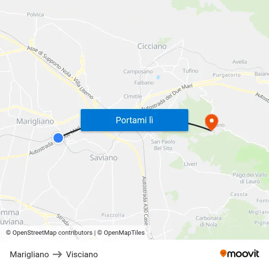 Marigliano to Visciano map