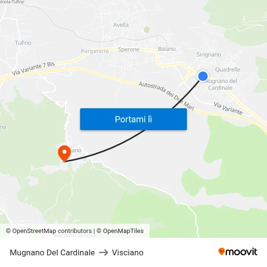 Mugnano Del Cardinale to Visciano map