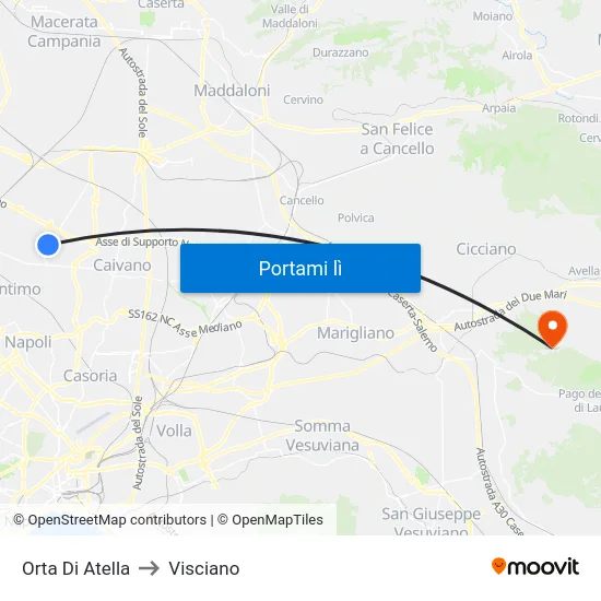 Orta Di Atella to Visciano map
