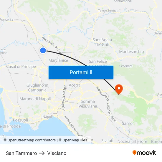 San Tammaro to Visciano map