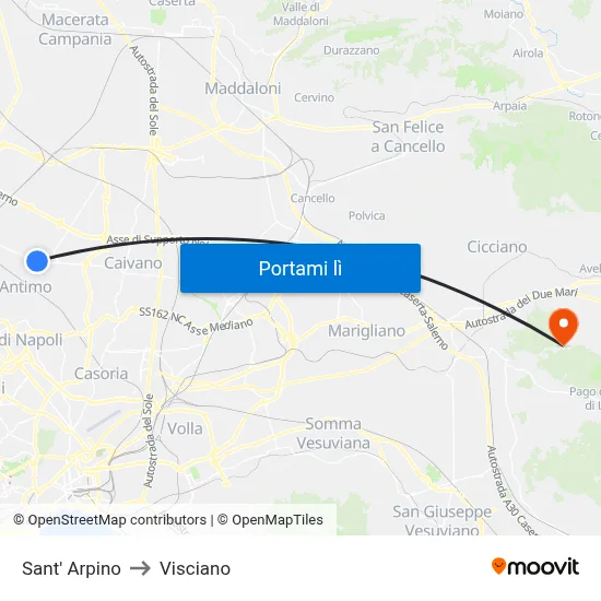 Sant' Arpino to Visciano map