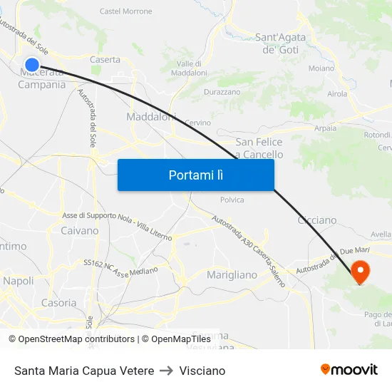 Santa Maria Capua Vetere to Visciano map