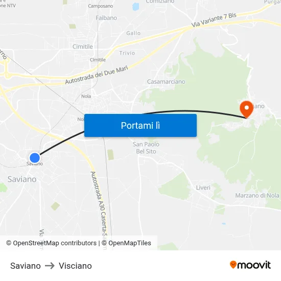 Saviano to Visciano map
