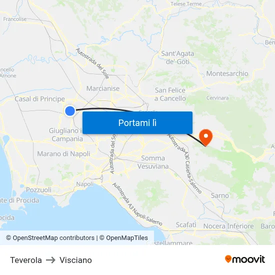 Teverola to Visciano map
