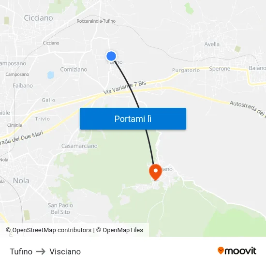 Tufino to Visciano map