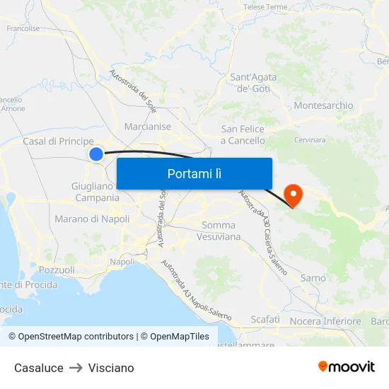 Casaluce to Visciano map