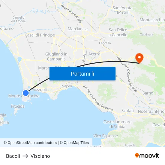 Bacoli to Visciano map
