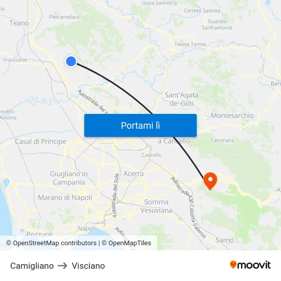 Camigliano to Visciano map