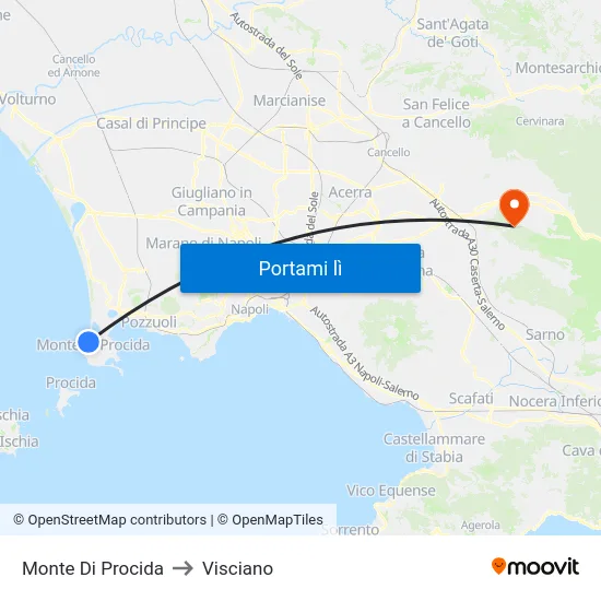 Monte Di Procida to Visciano map