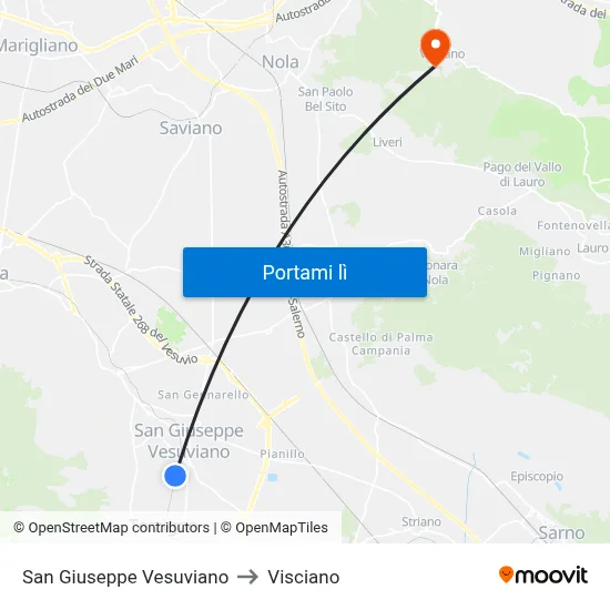 San Giuseppe Vesuviano to Visciano map