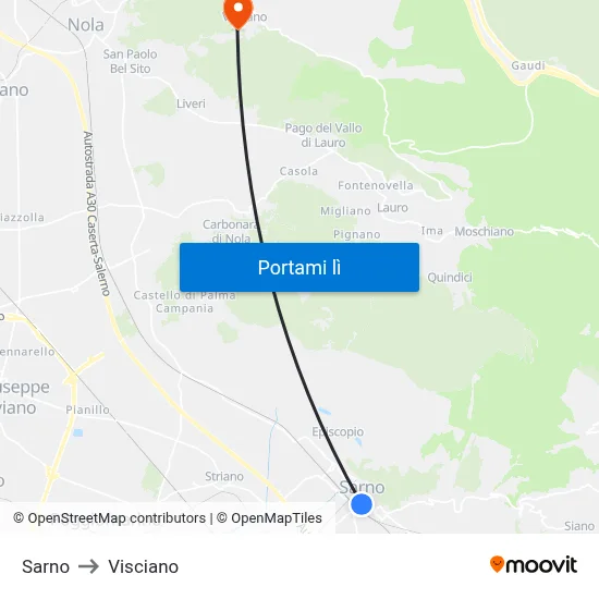 Sarno to Visciano map