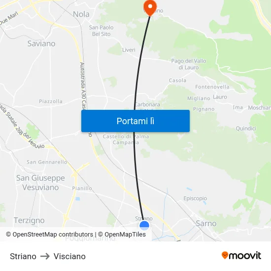 Striano to Visciano map