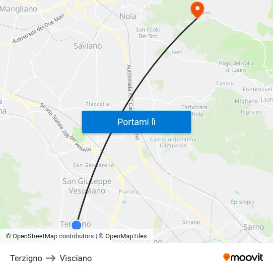 Terzigno to Visciano map