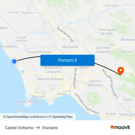 Castel Volturno to Visciano map