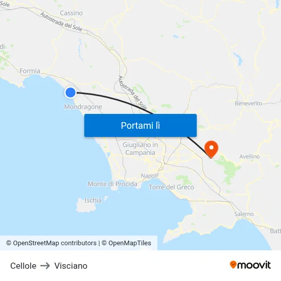 Cellole to Visciano map