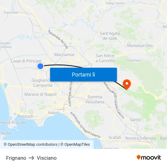 Frignano to Visciano map
