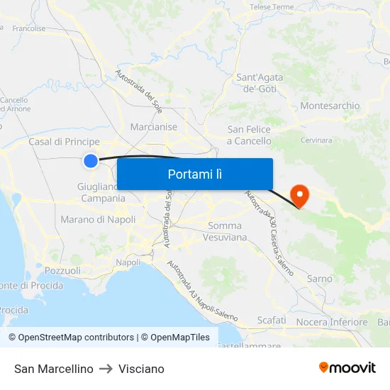San Marcellino to Visciano map