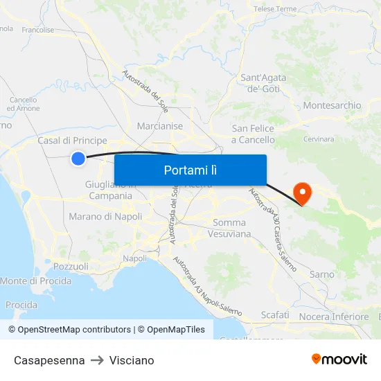 Casapesenna to Visciano map