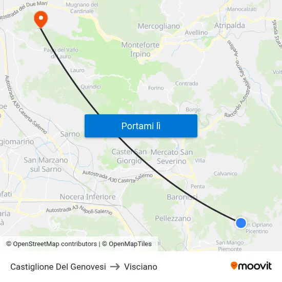 Castiglione Del Genovesi to Visciano map