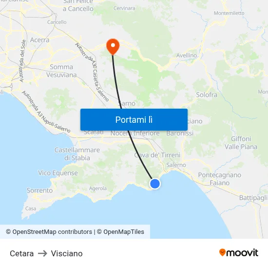 Cetara to Visciano map