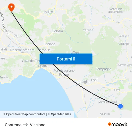 Controne to Visciano map