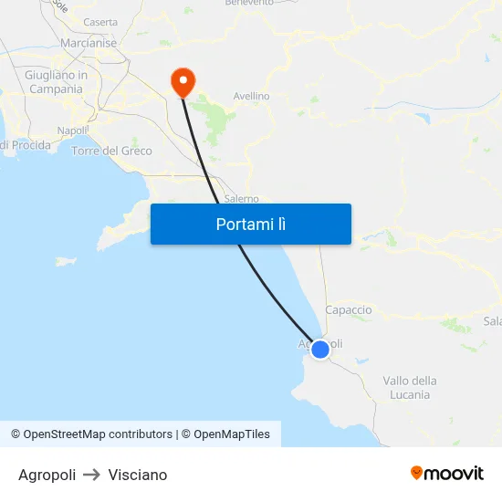 Agropoli to Visciano map
