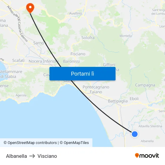Albanella to Visciano map