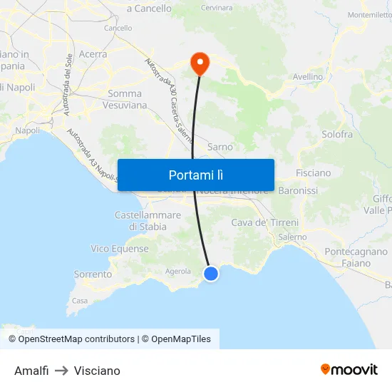 Amalfi to Visciano map