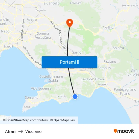 Atrani to Visciano map