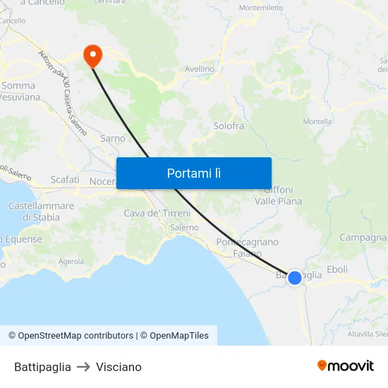 Battipaglia to Visciano map