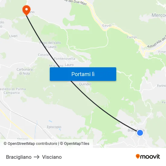 Bracigliano to Visciano map