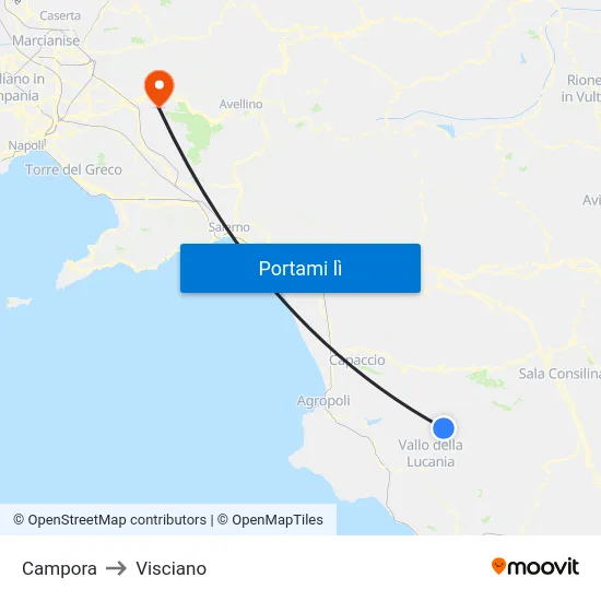 Campora to Visciano map