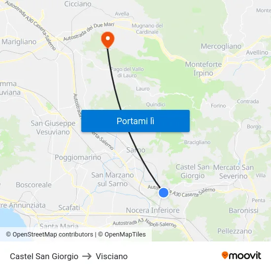 Castel San Giorgio to Visciano map