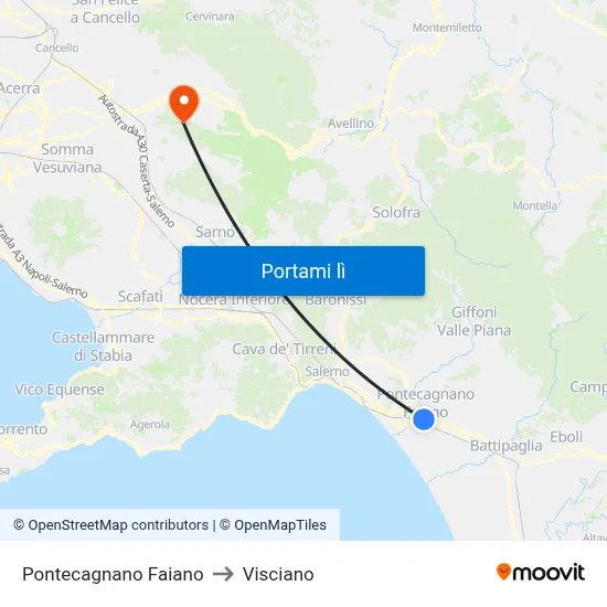 Pontecagnano Faiano to Visciano map