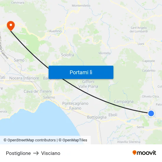 Postiglione to Visciano map