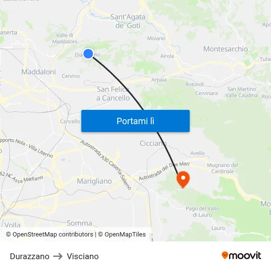 Durazzano to Visciano map