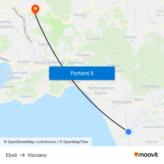 Eboli to Visciano map